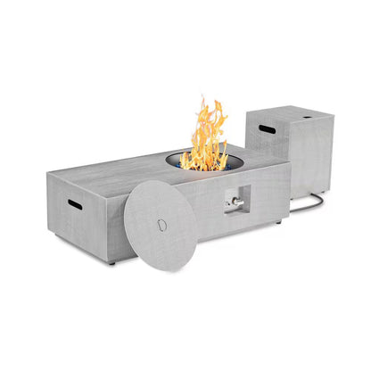 48 In. 50,000 BTU Rectangle Outdoor Propane Fire Pit Table in Gray with RGB LED Light